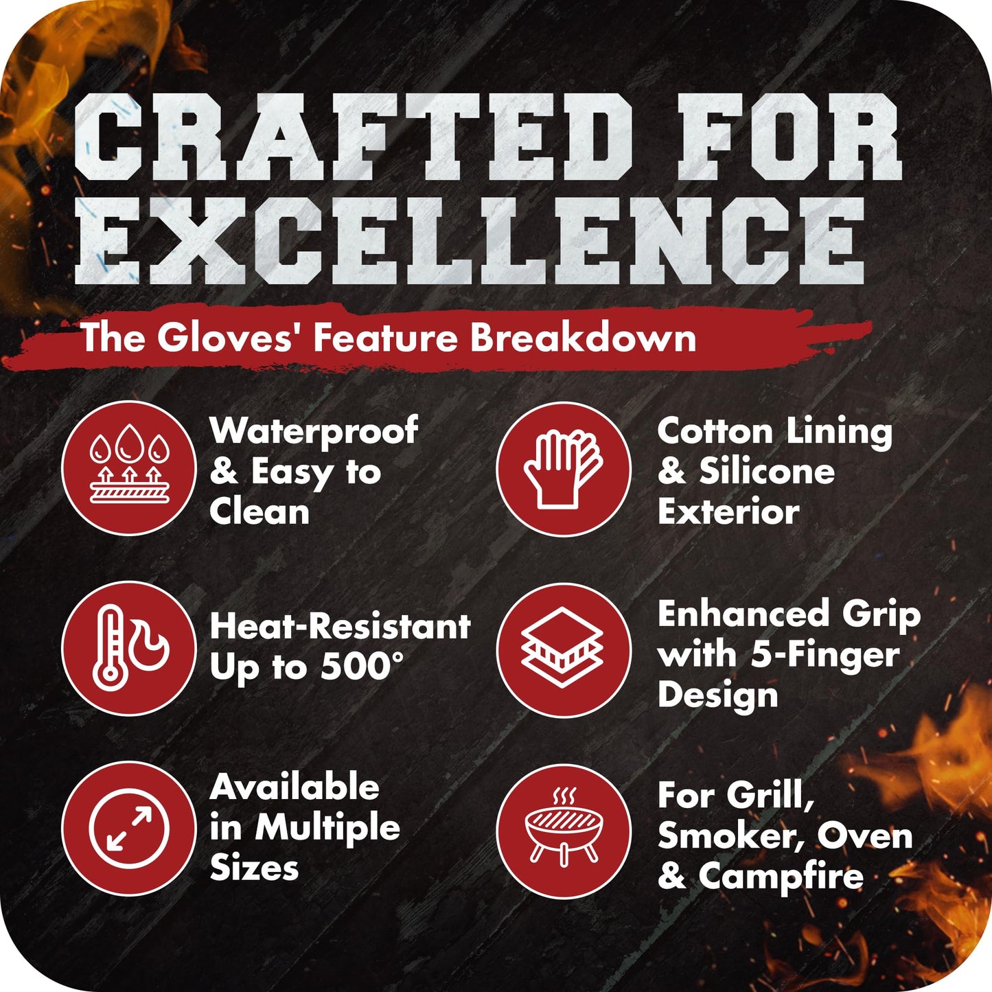 KITCHEN PERFECTION Silicone Smoker Oven Gloves-Extreme Heat Resistant BBQ Gloves-Handle Hot Food Right on Your Grill Fryer & Pit|Waterproof Grilling Cooking Baking Mitts|Superior Value Set +3 Bonuses