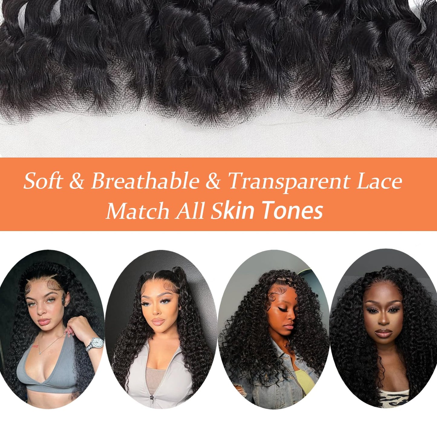 13x4 Lace Frontal Closure Deep Wave Frontal Ear to Ear HD Lace Frontal 16 Inch Brazilian Virgin Human Hair Frontals Closure Pre Plucked with Baby Hair 150% Density Natural Black