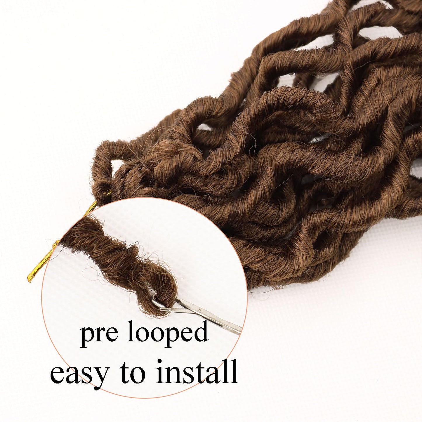 14 Inch Wavy Gypsy Locs Crochet Hair 6 Packs Brwon Goddess Faux Locs Crochet hair African Roots Synthetic Braiding Hair Extensions for Black Women, 30#