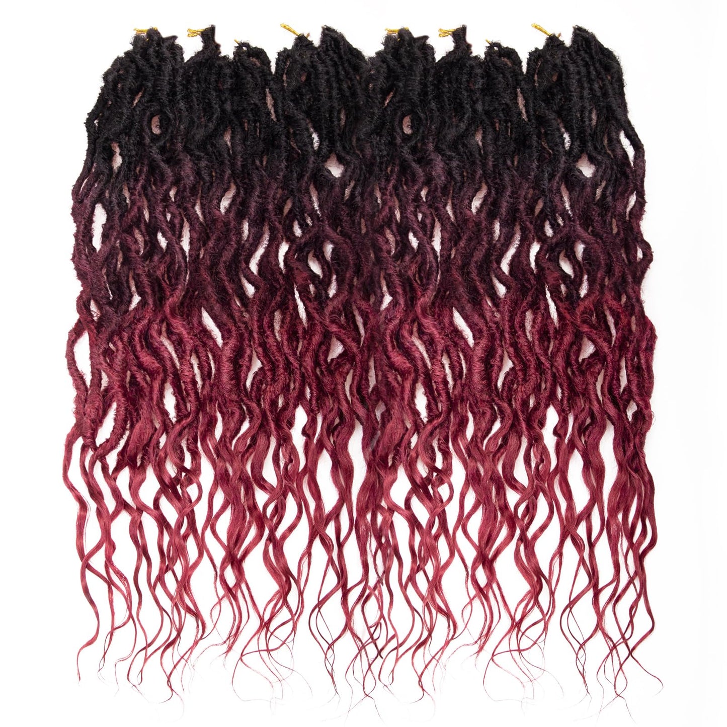 Faux Locs Crochet Hair 24Inch Crochet Locs, 6Packs Goddess Locs Soft Locs Curly Ends Faux Locs Synthetic Locs Crochet Hair Crochet Braids for Black Women Human Hair(1B/99J/530, 24'')