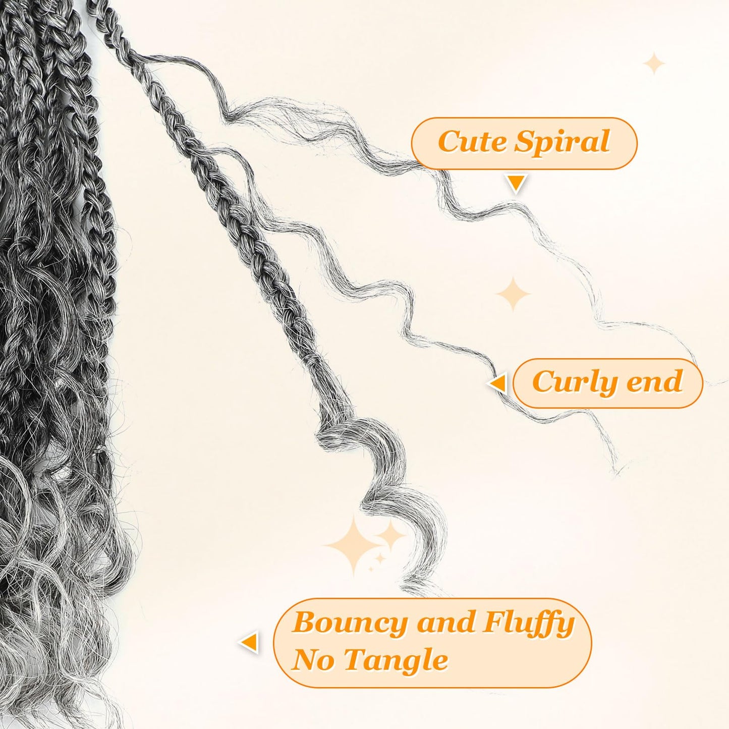 Yewell 9 Packs Goddess Box Braids Crochet Hair Boho Crochet Box-Braids With Curly Ends Crochet-Hair For Black Women, 12 Inch Pre Looped Bohemian Crochet Box Braiding Hair (12Inch 9 Packs,TGrey)