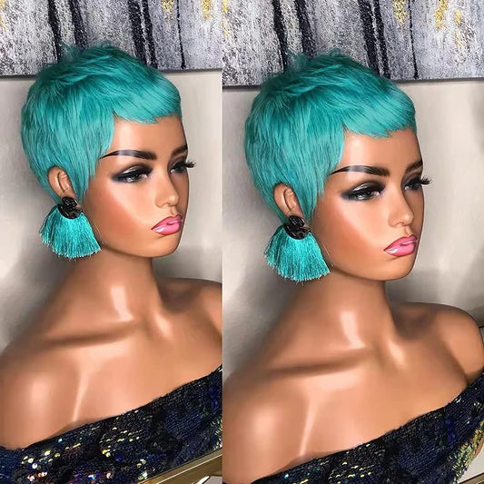 FCHW-wig Short Teal Hair Wigs For Black Women Synthetic Short Wigs For Black Women African American Women Wig