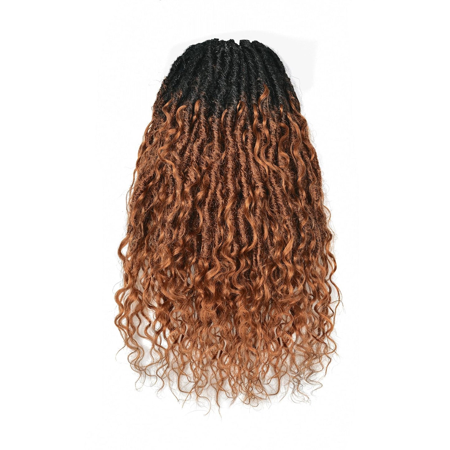 Toyotress Boho Human Hair Locs - 16 Inch 8 Packs Pre-Looped Crochet With Human Hair Curls, Ombre Brown Faux locs With Curly Ends Braiding Synthetic Hair Extensions (16 Inch, 8P-OT30)