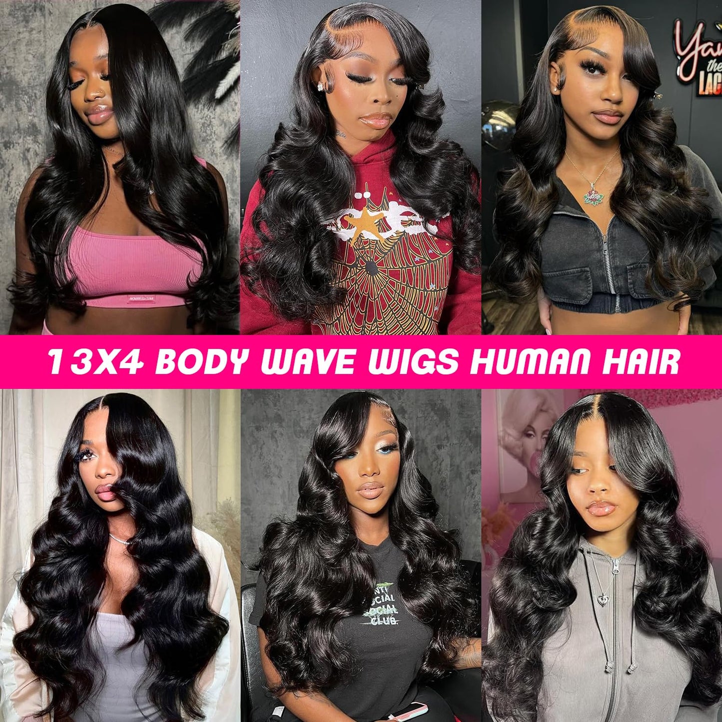 Rylice 20 Inch Human Hair Wig Body Wave Lace Front Wigs 180% Density 13x4 Pre Plucked HD Front Lace Wig Natural Hairline with Baby Hair Glueless Wigs for Women