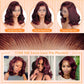 Afribye Burgundy Wig Human Hair 200% Density 13x6 99j Body Wave Lace Front Wigs Human Hair Pre Plucked Short Wigs for Black Women Glueless Frontal Wig Human Hair Loose Wavy 14 inch