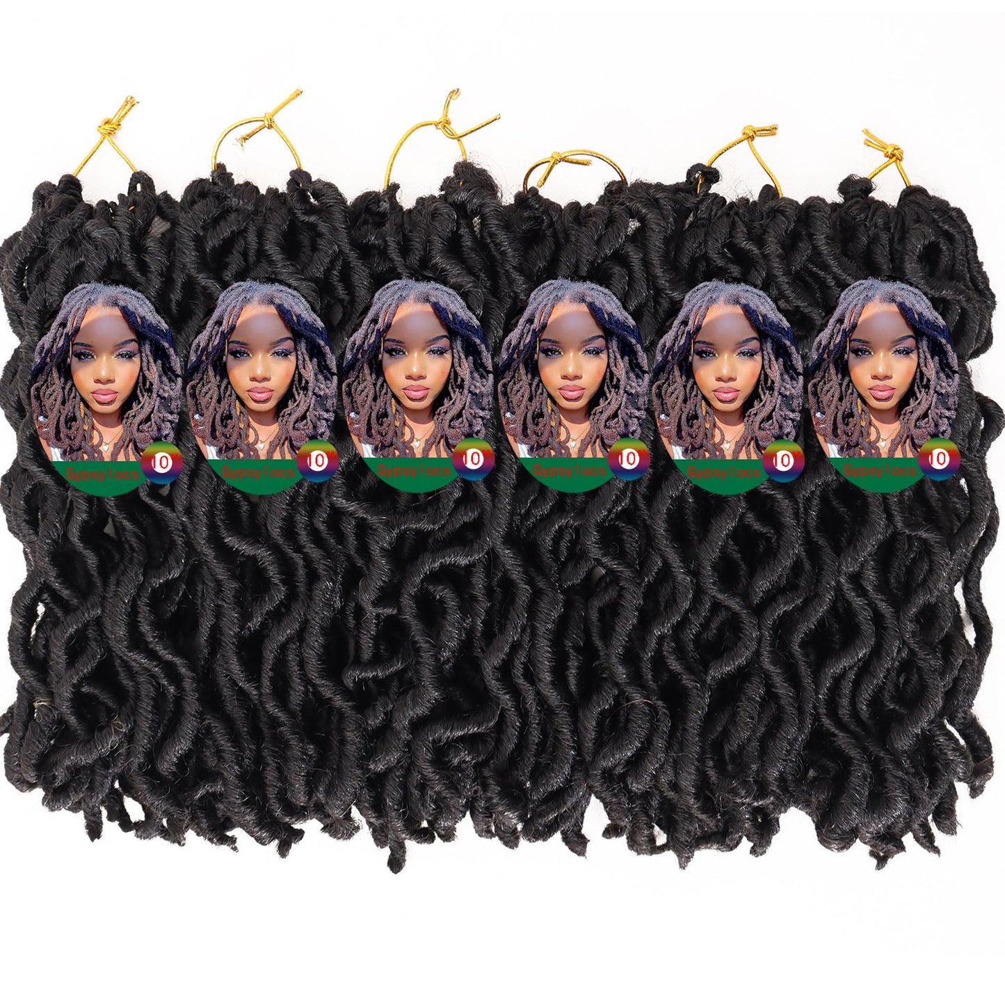 Faux Locs Crochet Hair 10 Inch 6 Packs Goddess Locs Crochet Hair for Black Women, Short Gypsy loc with Wavy Locs Ends, 1B