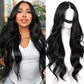 ENCOUNTERU Pre Cut Lace Glueless Wig Wear and Go Synthetic Lace Front Black Wig with Bangs Body Wave Wigs for Women Pre Plucked Ready to Wear Middle Part 26 Inch 13x5x1 HD Lace