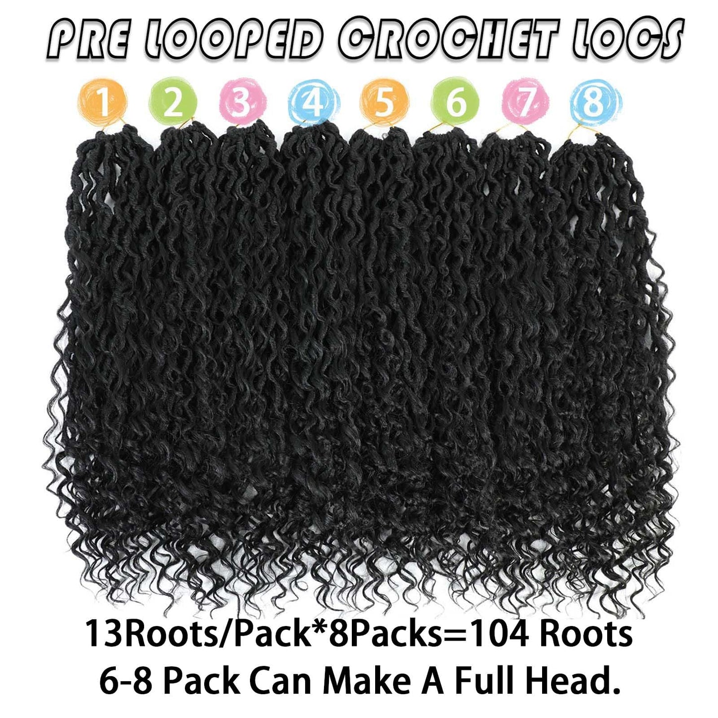 Col Bling 24 Inch 8 Packs Goddess Locs Crochet Hair Natural Looking, Bohemian River Goddess Crochet Braiding Hair Trendy & Edgy Faux Locs Crochet Hair Fashion for Women Kids (#1B)