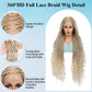Olymei 360° HD Full Lace Braided Wigs for Women Knotless Boho Braided Wigs Twisted Braids Lace Wig with Baby Hair Premium Synthetic Braided Lace Front Wigs 36" Light Brown Ombre Blonde