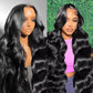 13x6 Lace Front Wigs Human Hair Pre Plucked 200% Density Body Wave HD Lace Front Wigs Human Hair Transparent Frontal Glueless Wigs Virgin Human Hair with Baby Hair for Women Natural Black 36 Inch
