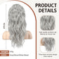FLUFYMOOZ Ponytail Extension, 18 Inch Claw Clip Ponytail Extension, Wavy Curly Claw Clip in Ponytail Hair Extensions, Natural Fake Ponytail Synthetic Hairpiece for Women (Grey/Silver/White Mixed)