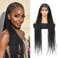 Olymei Full Lace Criss Cross Knotless Braided Wigs for Women Knotless Box Braid Wig Braided Lace Front Wigs with Baby Hair Premium Synthetic Natural Black Cornrow Braided Wigs 36"