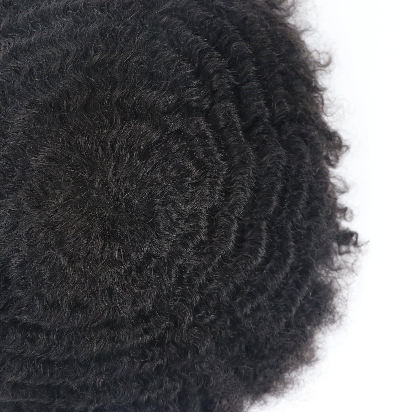 lumeng Mens Afro Curly Toupee Mans Wigs PU Cap Male Black Wigs 1B# Off Black 360 Man Weave Hair Unit for Men 100% Human Hair Kinky Curl Men Wave Patch Hairpiece 8x10inch