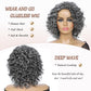 HUA Salt and Pepper Grey Wigs Human Hair for Black Women Glueless Deep Wave Grey Human Hair Wig for Older Women Gray Wigs for Mom Mixed Little Synthetic Bob Wear and Go Glueless Gray Wig
