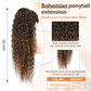 Flufymooz Ponytail Extension, 26 Inch Bohemian Style Drawstring Ponytail Hair Extensions for Women, Long Curly Wavy Ponytail Natural Synthetic Hairpiece for Women (26 Inch Almond brown)
