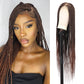 Lexqui 36" 360° HD Full Lace Braided Wigs for Women Triangle Knotless Braided Wigs Box Braid Wig with Baby Hair Natural Handmade Synthetic Hair Braided Lace Front Wig Ombre Brown