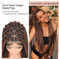 Lexqui 36" Knotless Braided Wigs for Black Women Braided Lace Front Wigs with Triangle Knotless Full Double Lace Front Box Braid Wig with Baby Hair Synthetic Hair Braid Wig Brown