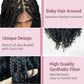Janyuwool 18" Boho Knotless Box Braided Wigs Full Double Lace Short Braid Wig for Black Women Lace Frontal Human Hair Blended Braided Wig with Boho Curls Lace Front Braids Wigs with Baby Hair (Black)