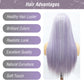 Fugady Long Light Purple Highlighted Glueless Straight Lace Front Wig Lavender 200 Density Pre Plucked Synthetic Heat Resistant Wig With Baby Hair Colorful Lace Wigs For Women Cosplay Party 26 inch