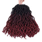 14 Inch Goddess Faux locs Crochet Hair 6 Packs/Lot Soft Gypsy Locs Wavy Crochet Braids Dreadlocks 3 Tone Curly Wavy Twist Braiding Hair Extensions African Roots Braid（#1B/99j/530)