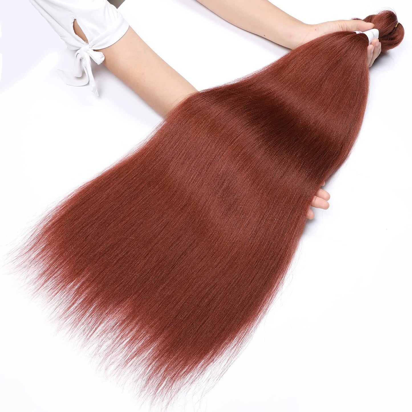 Ginger Braiding Hair Pre Stretched 3 Packs 24 Inch 350 Braiding Hair Yaki Texture, Hot Water Setting, Easy To Install Professional Synthetic Hair For Braiding(24 Inch, #350)