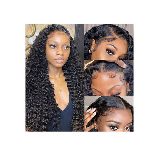 YruYptpaln Body Wave Lace Front Wigs Glueless Wigs Pre Plucked Pre Cut Wet and Wavy Lace Front Wigs U Part Wigs for Graduation Ceremony(Black, 18 Inch)