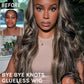 KLAIYI Bye Bye Knots Glueless Wig Human Hair 13x4 Balayage Highlight 3D Body Wave Precut Lace Front Wig with Baby Hair Black Mix Blonde Brown Pre Plucked Pre Bleached Knots Wig 30S Easy to Wear 26Inch