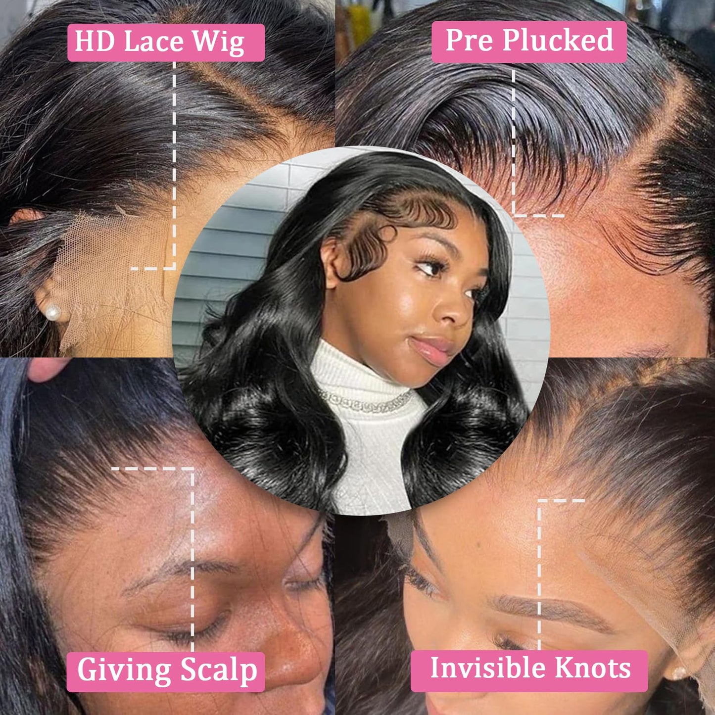 QZOQZO 13x6 Lace Front Wigs Human Hair 180% Density Body Wave Human Hair Wig HD Transparent Lace Front Pre Plucked Glueless Wigs For Women 30 Inch