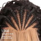 Fancy Hair Braided Wig for Black Women Cornrow with Curly Hair Wig HD Lace Front Wig with Baby Hair Pre Plucked Glueless Transparent 13x4 Inch Lace Frontal Wig (2#)