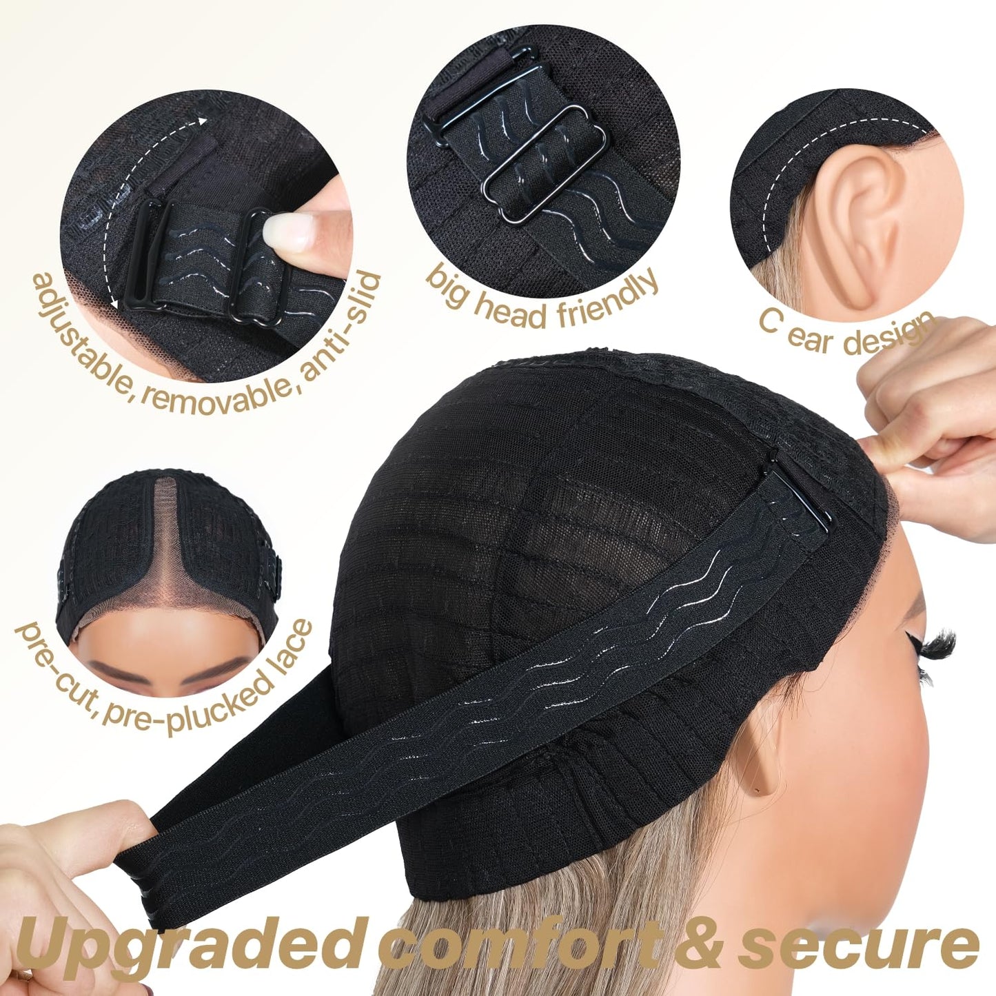 BrownBomb Blonde Wear and Go Glueless Wigs Pre Plucked Pre Cut for Beginners 613 Synthetic Lace Front Wigs With Bangs Long Straight layered Wigs HD Lace 26 Inch 3 Seconds to Wear for Beginners