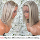 Byluxurious Highlight Ash Blonde Wig Human Hair Pre Plucked Breathable Balayage Ombre Brown Blonde Straight Short Bob Wigs 13x4 UHD Lace Front Wig Remy Real Human Hair for Woman 12Inch 180% Density