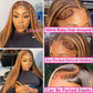 Cypha Ombre Lace Front Wig Human Hair Highlight 13x6 HD Straight Lace Front Wigs 180% Density 4/27 Colored Honey Blonde HD Lace Frontal Wigs For Women Glueless Pre Plucked with Baby Hair 20inch