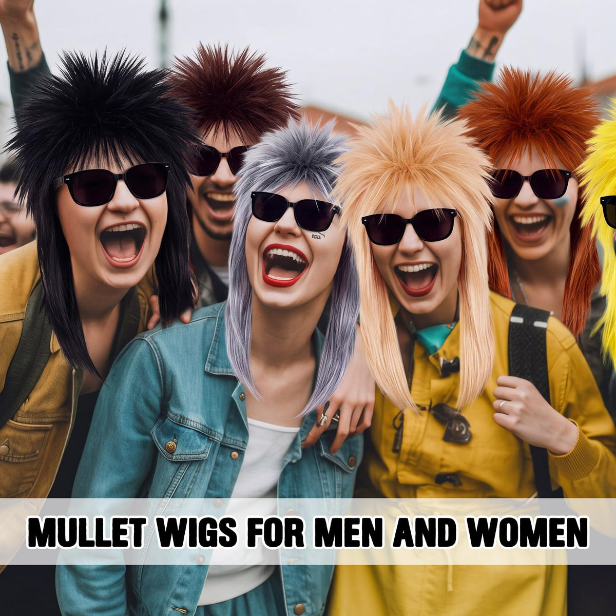 Suncalla 6 Set Punk Wigs for Halloween Party Multi-color