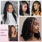 Janyuwool 18" Boho Knotless Box Braided Wigs Full Double Lace Short Braid Wig for Black Women Lace Frontal Human Hair Blended Braided Wig with Boho Curls Lace Front Braids Wigs with Baby Hair (Black)