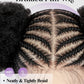 Quick Wig Braided Wigs Afro Puff Wig 360 Full Lace Puff Bun Updo Hair for Women Braided Lace Front Wig with Baby Hair Synthetic Handmade Braids Puff Wig Donut Chignon Wig (1B)
