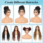 Olymei 360° HD Full Lace Front Knotless Braided Wigs for Black Women Boho Braided Wigs with Baby Hair Box Braid Wig Premium Synthetic Braid Lace Front Wig with Curly End Black 36"