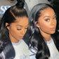 Sdeycui 13x6 Black Wigs Human Hair for Women Lace Front Body Wave Wigs HD 26 Inch Curly Natural Glueless Pre Plucked Wig