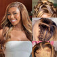 Highlight Ombre 13x4 Lace Front Wigs Human Hair 4/27 Colored Body Wave Honey Blonde 9A Glueless HD Transparent Lace Frontal Wigs for Women 180 Density Human Hair Pre Plucked with Baby Hair 22 Inch