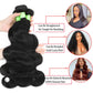 Tryfey Human Hair Bundles with Closure Body Wave (12 14 16+10,Free Part) 12A Grade 100% Unprocessed Brazilian Virgin Hair 3 Bundles Deals Real Human Hair Extensions For Black Women Natural Black