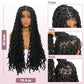 Janyuwool 36" Faux Locs Knotless Braided Wigs Dreadlock Full Double Lace Braid Wig Lace Front Braided Wig for Black Women Human Hair Blended Braids Wig with Baby Hair (Black)
