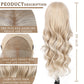 SAPPHIREWIGS 13×4 Body Wave Lace Front Wig for Women Highlight Ash Blonde with White Tips Pre Plucked Hairline Long Wavy Synthetic Wigs for Daily Party Use 26inch