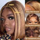 RMOARIWR Highlight 4/27 Bob Wig Human Hair 180% Density 13x4 HD Transparent Lace Front Wigs Human Hair Pre Plucked Short Bob Glueless Straight Wigs Human Hair for Women 16 Inch