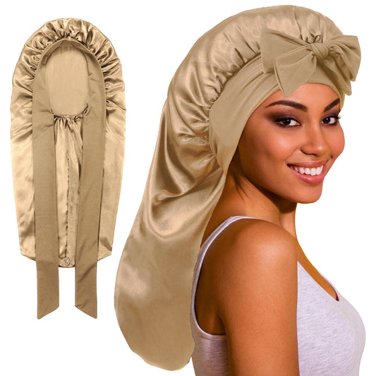 ROYBENS Long Bonnet Satin Hair Silk Bonnet for Sleeping Women, Silky Bonnets for Women with Tie Band, Sleep Cap for Braids Curly Hair