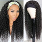 olimaruly Headband Wig Human Hair Deep Wave Natural Black 180% Density None Lace Front Human Hair Glueless Wigs for Black Women (24 Inch)