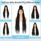 Olymei Boho Braided Wigs for Black Women Knotless Braided Wigs Box Braid Wig with Baby Hair Full Double Lace Black Boho Braided Wig Premium Synthetic Lace Braided Wig,36" Double Lace