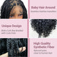 Janyuwool 36" Boho Triangle Knotless Box Braided Wigs Full Double Lace Braid Wig for Women Lace Frontal Human Hair Blended Braided Wig with Boho Curls Lace Front Braids Wigs with Baby Hair (Black)