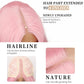 AISI HAIR Pink Wig for Women, Long Wavy Lace Hairline Middle Part Synthetic Wig for Daily Party-26 Inch