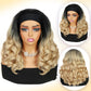 Quantum Love Yaki Curly Headband Wigs for Black Women Kinky Straight Ombre Blonde Headband Curly Ends Synthetic Wear and Go Glueless half Wig with Headbands Attached