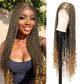Olymei 360° Hd Full Lace Braided Wigs for Women Triangle Knotless Braided Wigs with Curly End with Baby Hair Box Braid Wig Premium Synthetic Braid Lace Front Wig Light Brown 36"