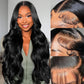 Body Wave Lace Front Wigs Human Hair Pre Plucked 13x6 Lace Front Wigs Human Hair HD Transparent Frontal Real 180% Density Glueless Wigs Virgin Human Hair with Baby Hair for Women Natural Black 28 Inch